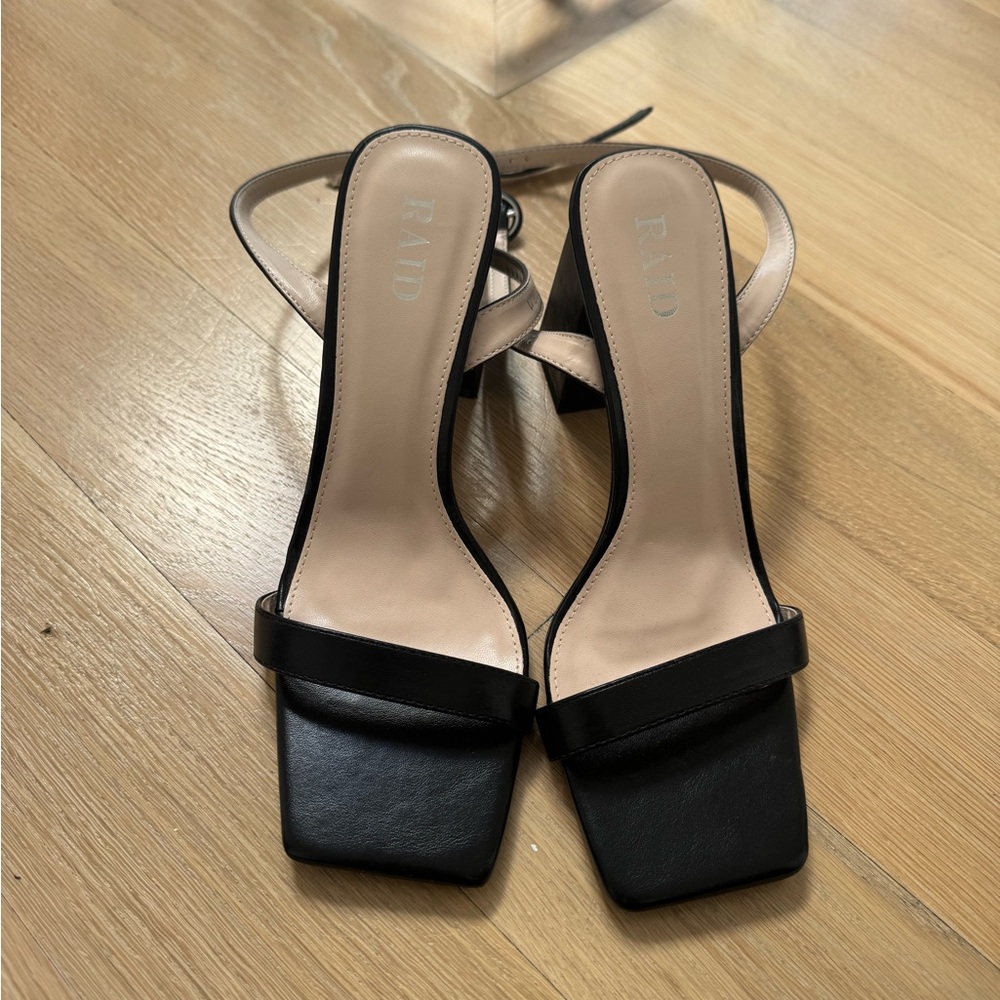 RAID Black Strappy Heels for Women